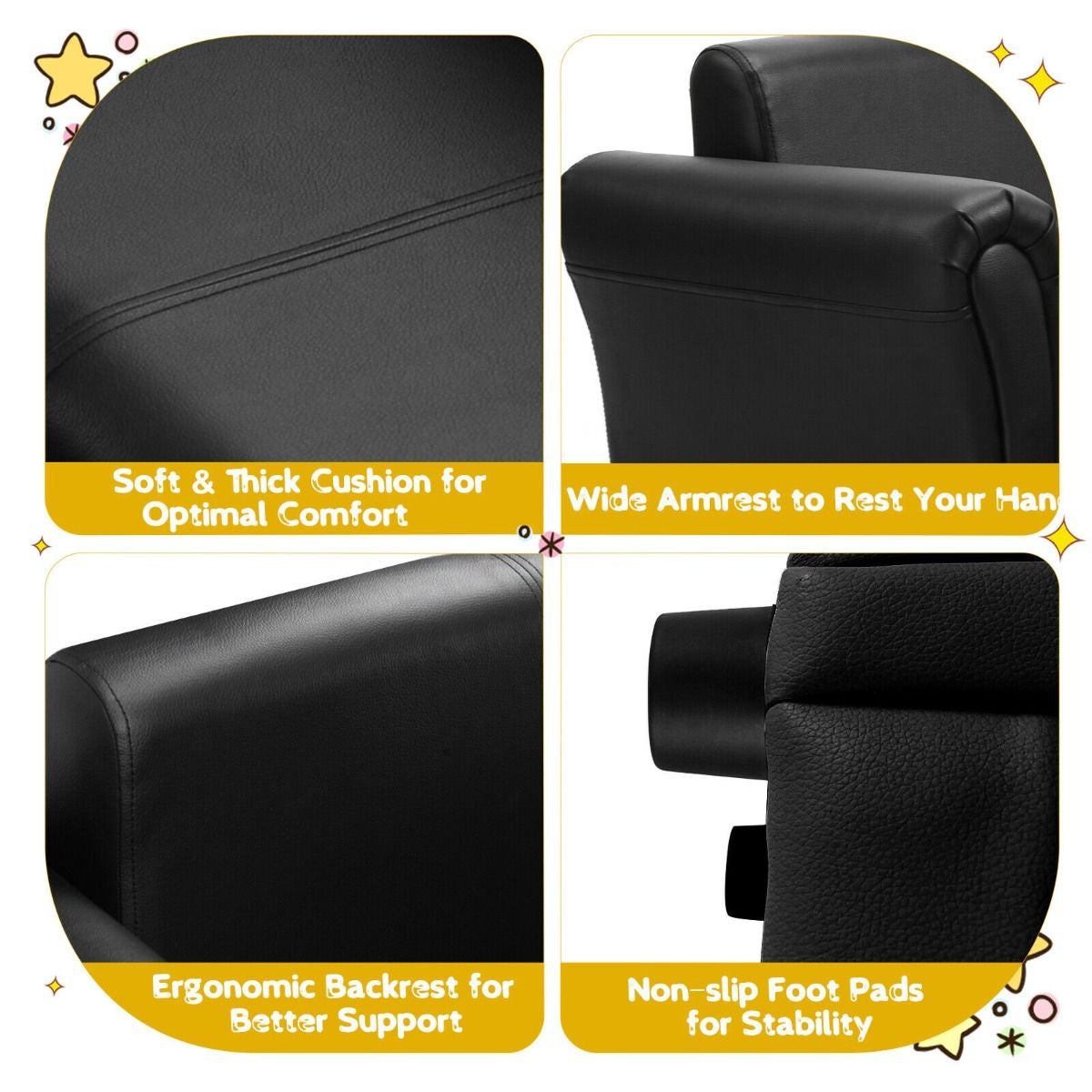 2 Seat Kids Sofa Set with Ottoman