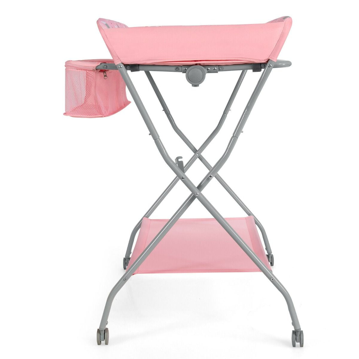 Rolling Baby Changing Table with Large Storage Basket