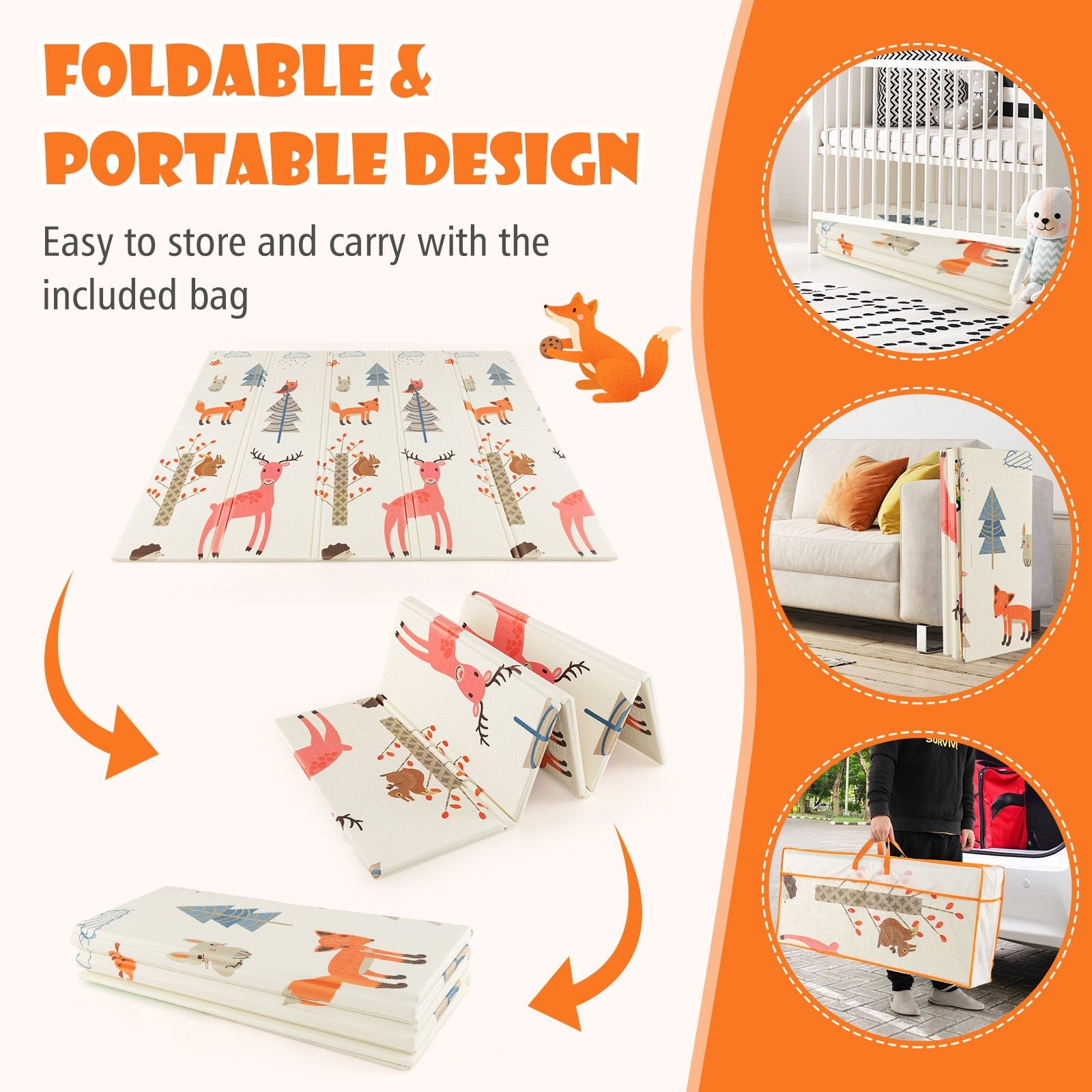200 X 180 Cm Extra Large Baby Floor Mat with Carry Bag