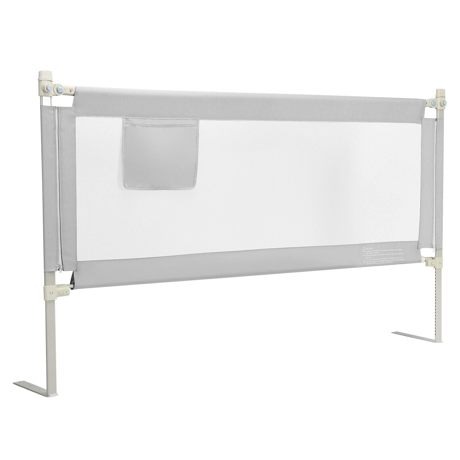 175 Cm Infant Safety Bed Guardrail with Anti-Collision Cotton and Side Pocket