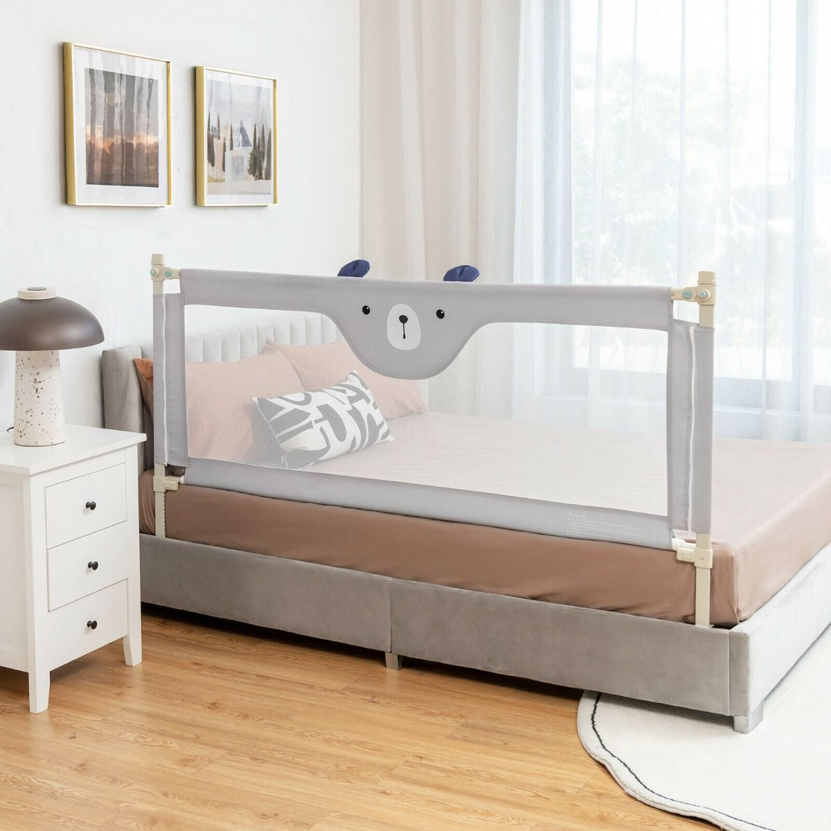 142/175CM Toddler Infant Security Guardrail with Double Lock