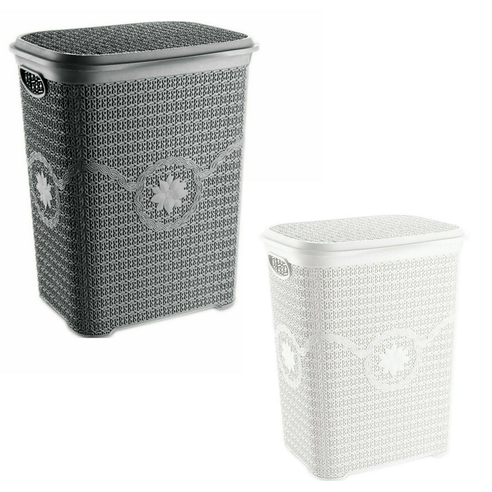 Large Plastic Laundry Basket Clothes Washing Bin Hamper Storage Organiser 65L