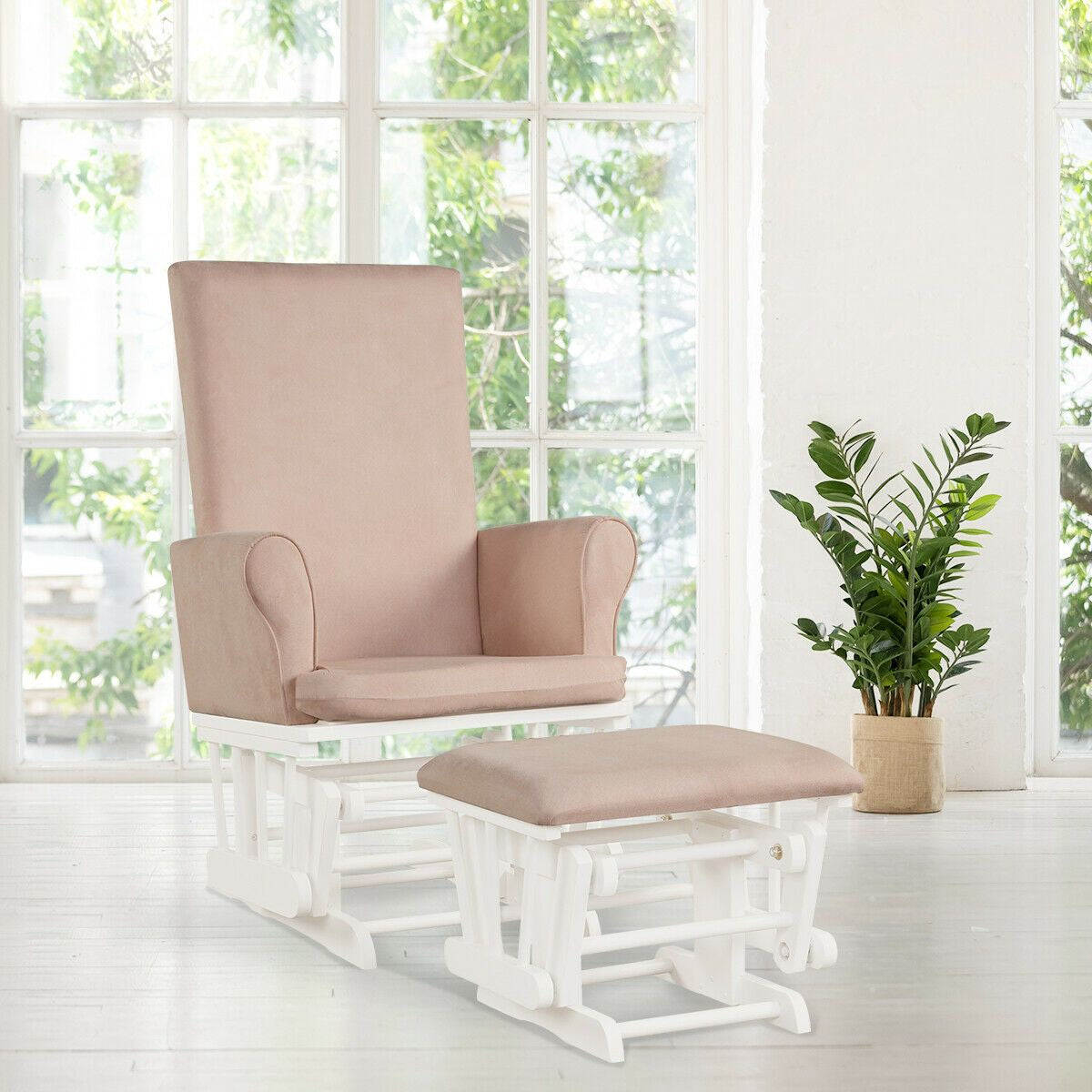 Wooden Glider Chair with Footstool