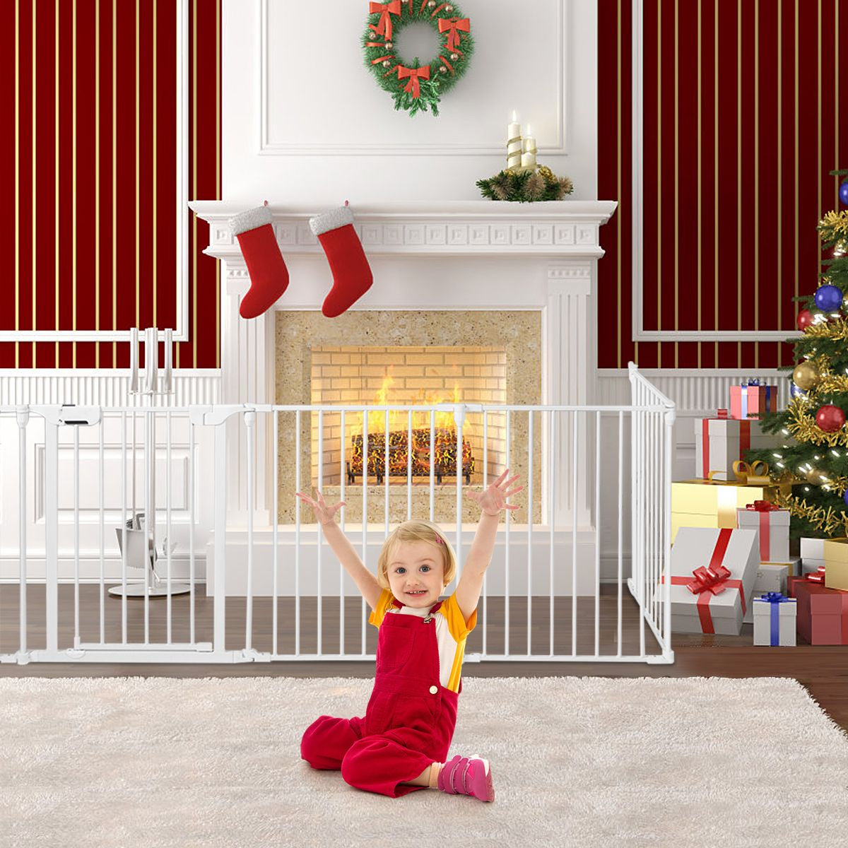 6-Panel Baby Pet Safety Playpen with Walk through Door
