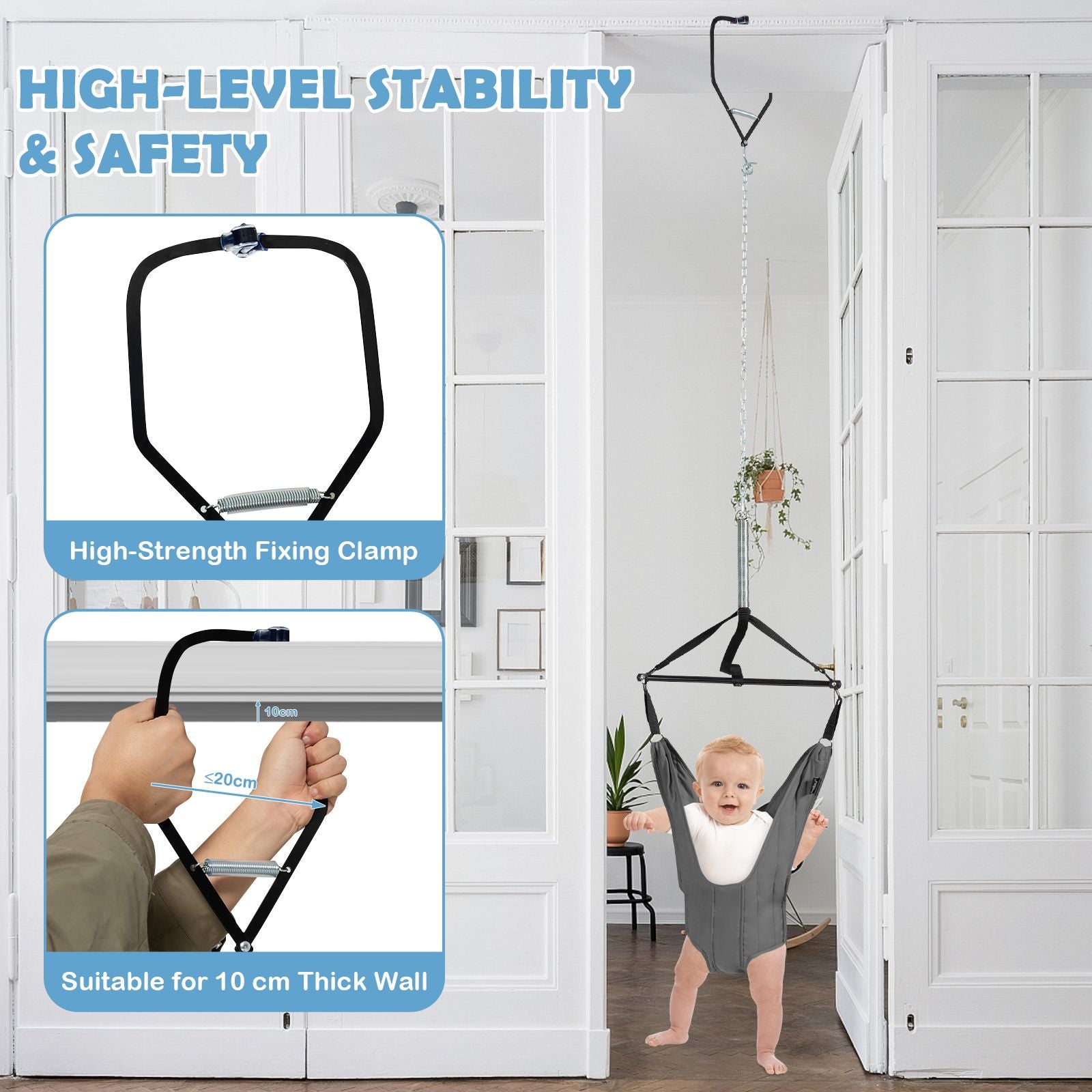 Baby Bouncer Jumper Exerciser with High-Strength Fixing Clamp