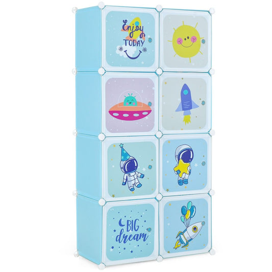 8-Cube Baby Closet Organizer with Doors and Hanging Section