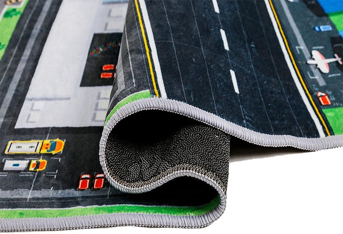 Kids Carpet Play Mat, Airport Runway Plane Kids Rugs for Playroom & Kid Bedroom,