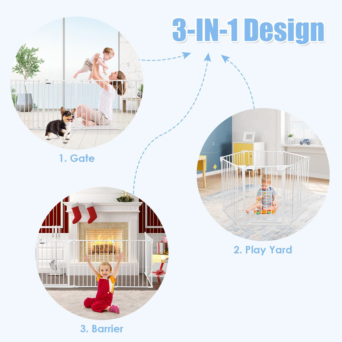 6-Panel Baby Pet Safety Playpen with Walk through Door