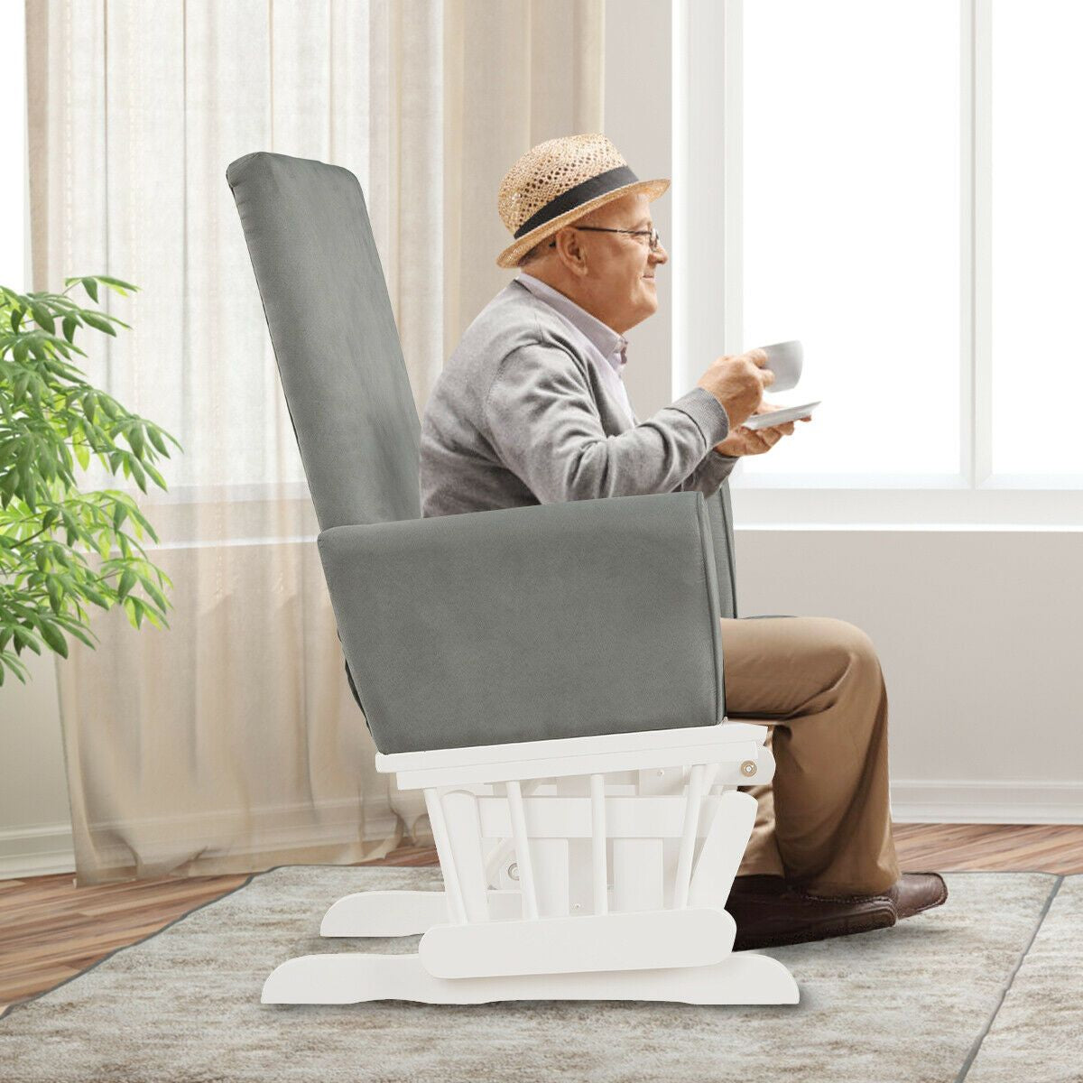 Wooden Glider Chair with Footstool