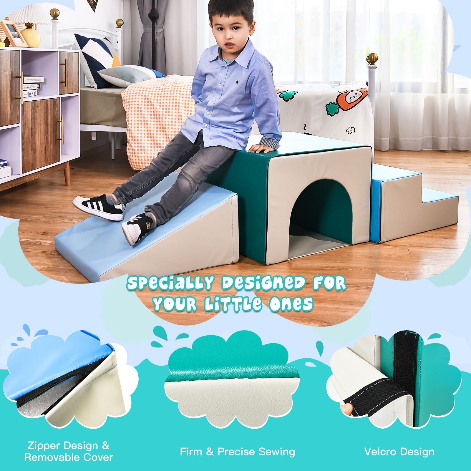 Climb and Crawl Activity Play Set Soft Zone Single-Tunnel Foam Climber