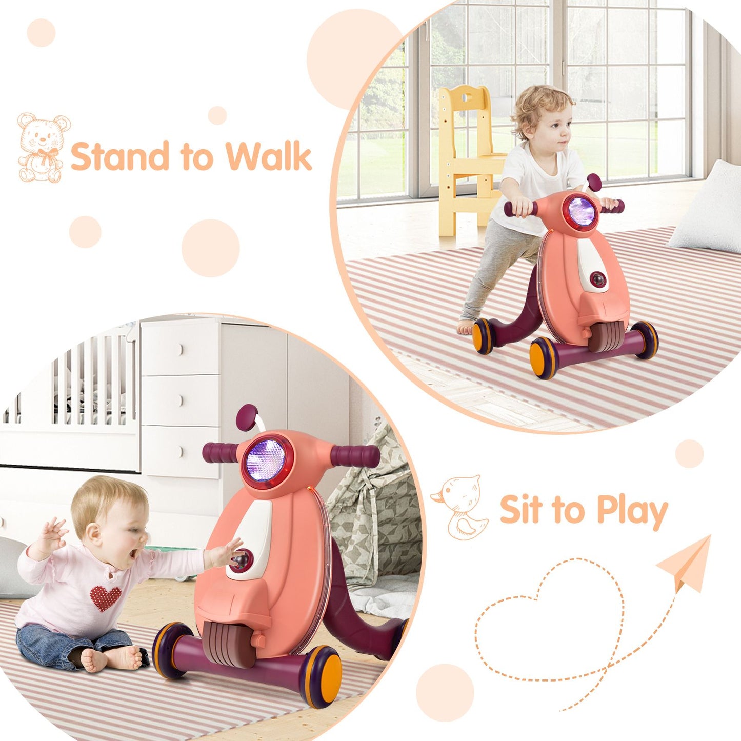 Baby Push along Walkers with Lights and Ball Game
