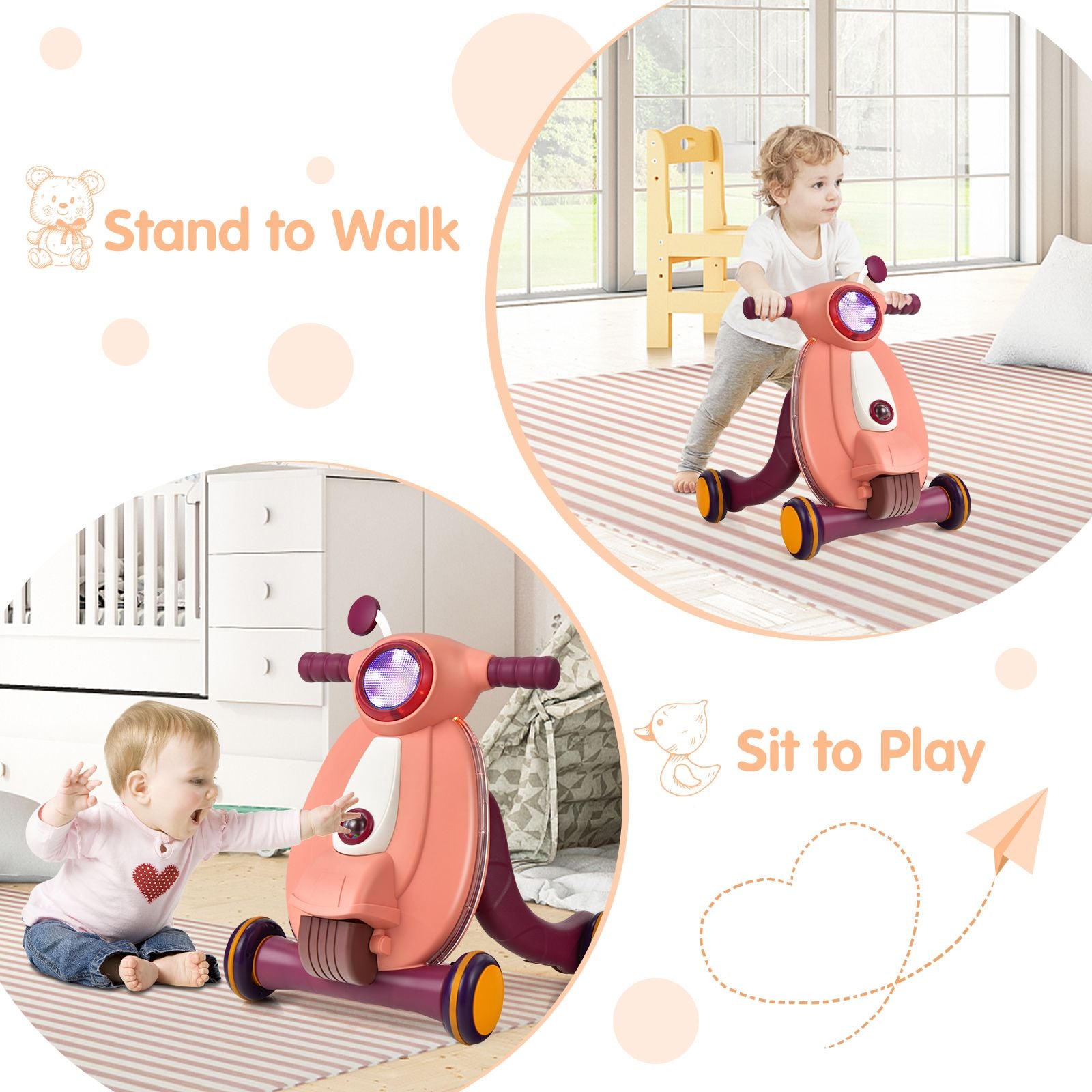 Baby Push along Walkers with Lights and Ball Game