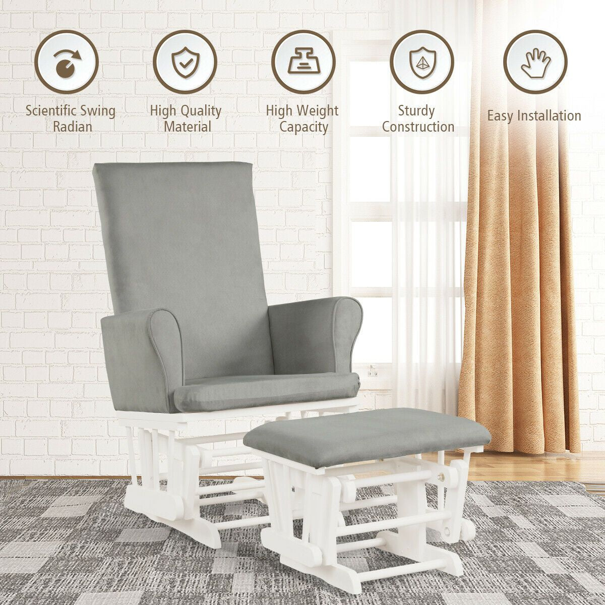 Wooden Glider Chair with Footstool