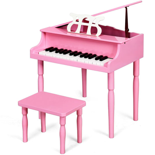 30-Key Classical Learn-To-Play Musical Instrument Toy with Music Stand and Solid Wood Legs