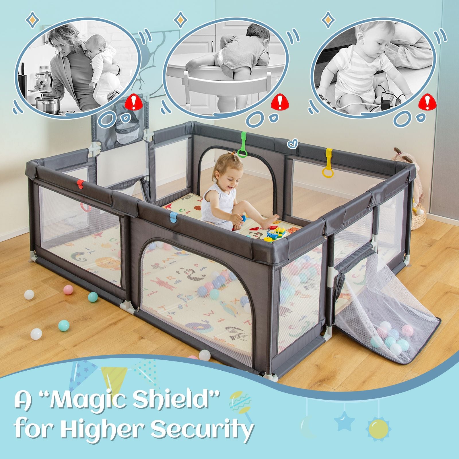 Large Baby Playpen with Mat and Ocean Balls