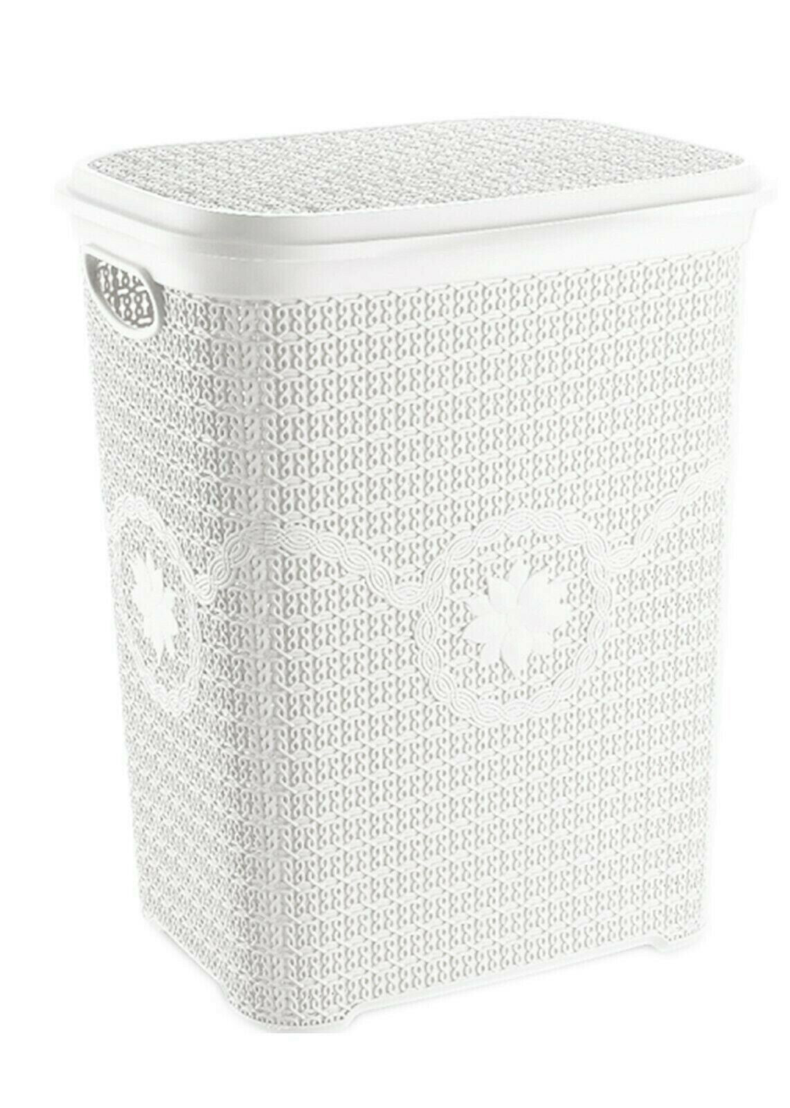 Large Plastic Laundry Basket Clothes Washing Bin Hamper Storage Organiser 65L