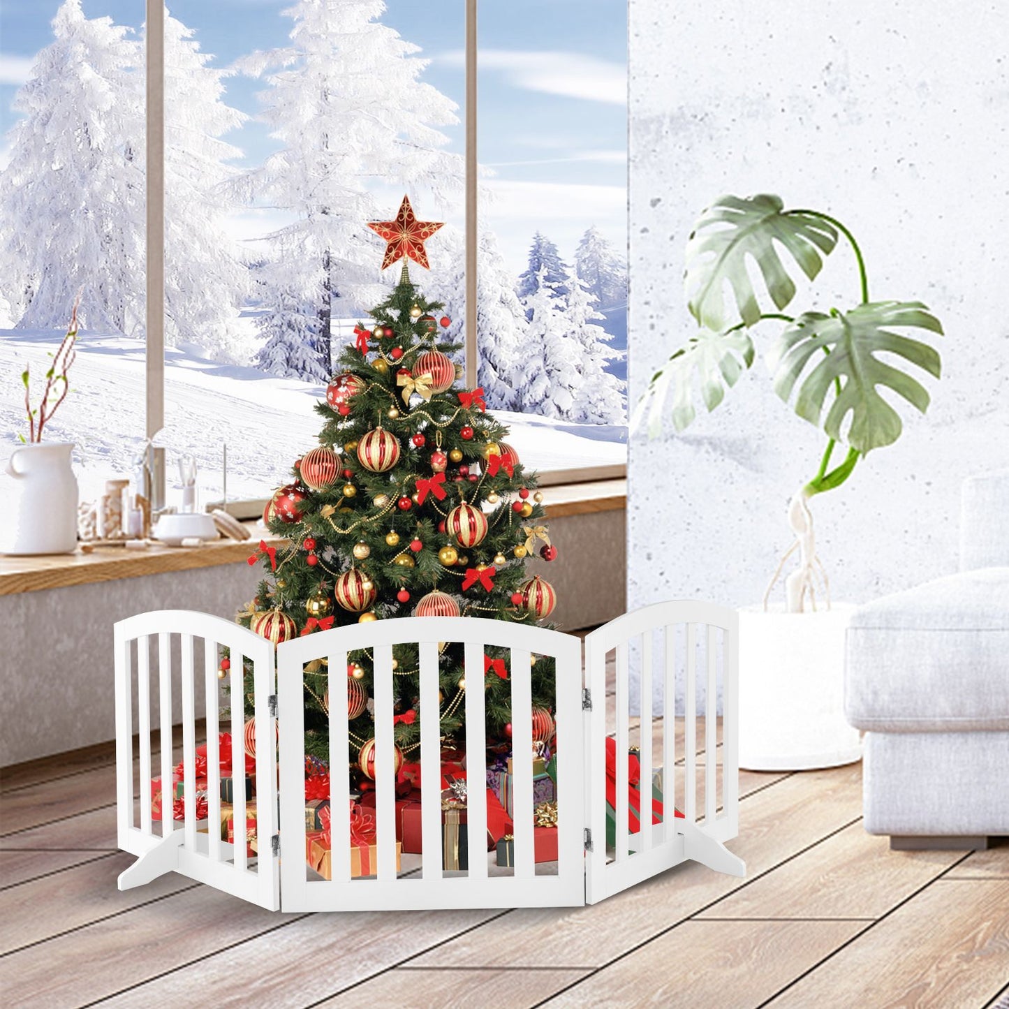 61 Cm Height Safety Fence with 2 PCS Support Feet for Dog Cat Baby