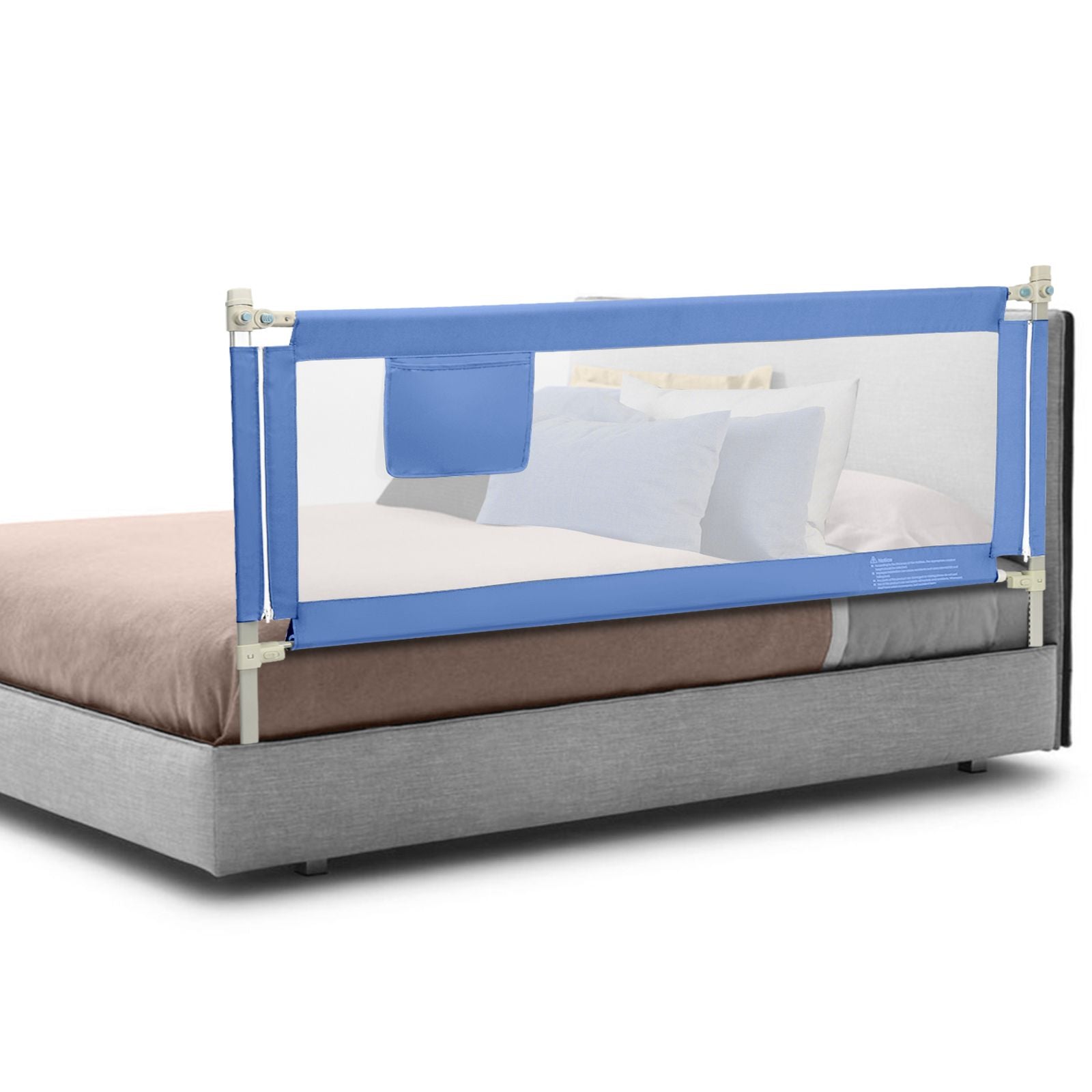 175 Cm Infant Safety Bed Guardrail with Anti-Collision Cotton and Side Pocket