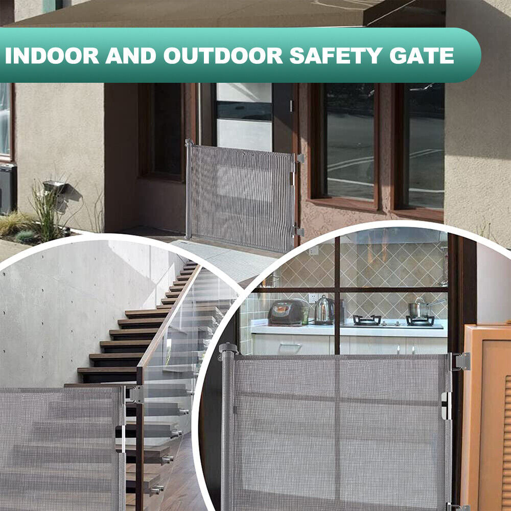 Retractable Baby Gate Mesh Safety Gate for Babies and Pets Extra Wide In/Outdoor