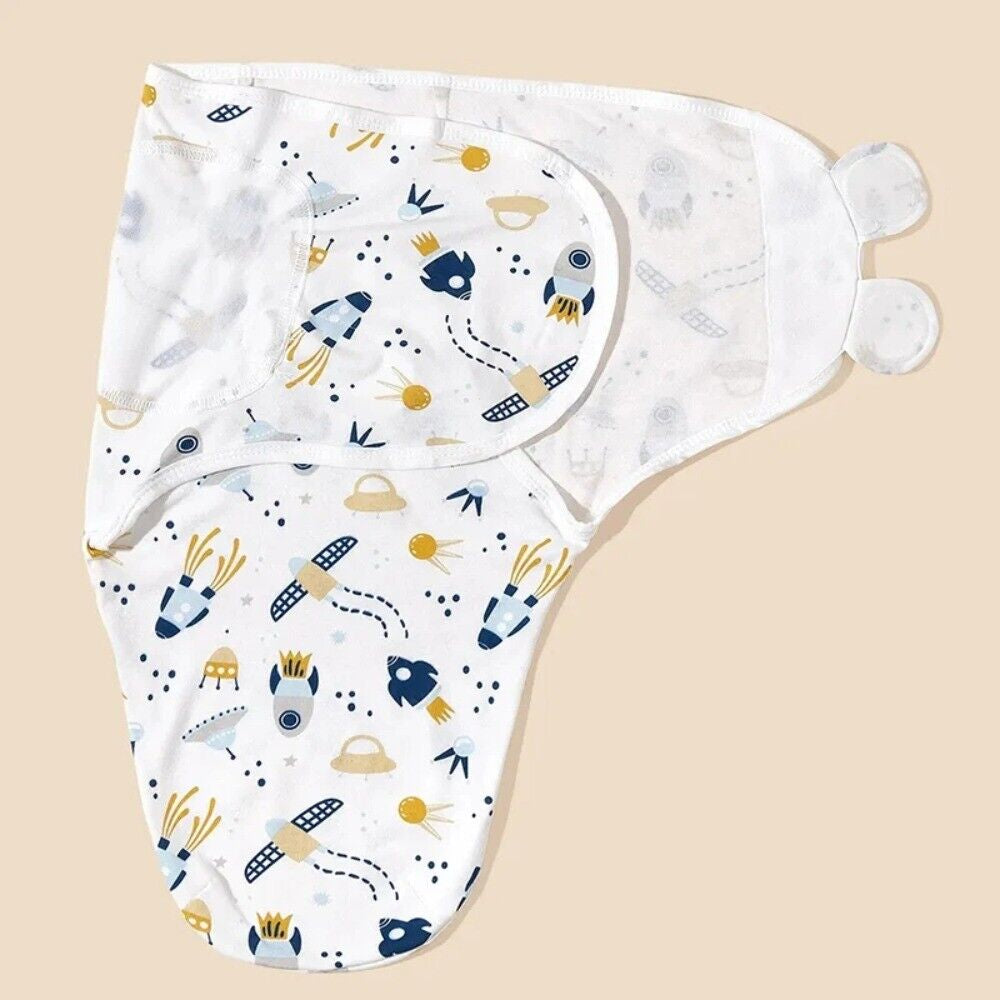 Soft Baby Swaddle Wrap Adjustable Newborn Wrap Baby Hat Set Birth Outfit