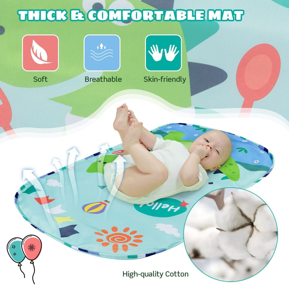 Baby Play Mat Kick and Play Piano Gym Activity Center with Projector