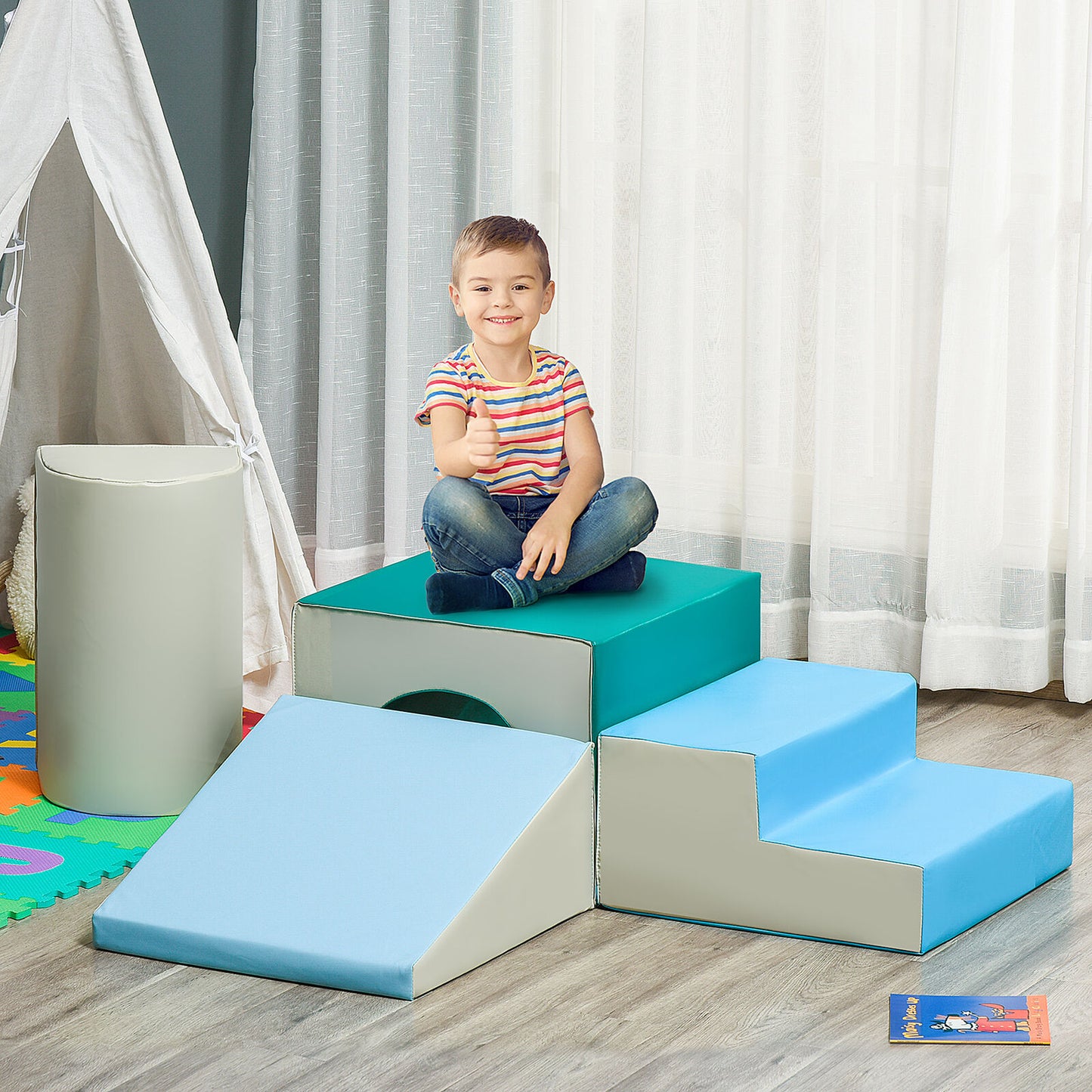 4-Piece Soft Play Set Baby Foam Climber Climbing Block Toys Toddlers 1-3 Years