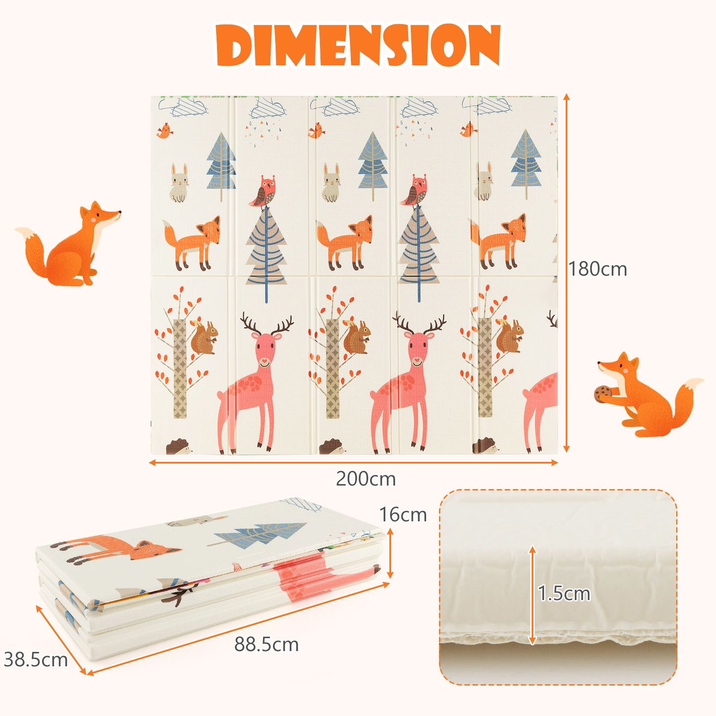 200 X 180 Cm Extra Large Baby Floor Mat with Carry Bag