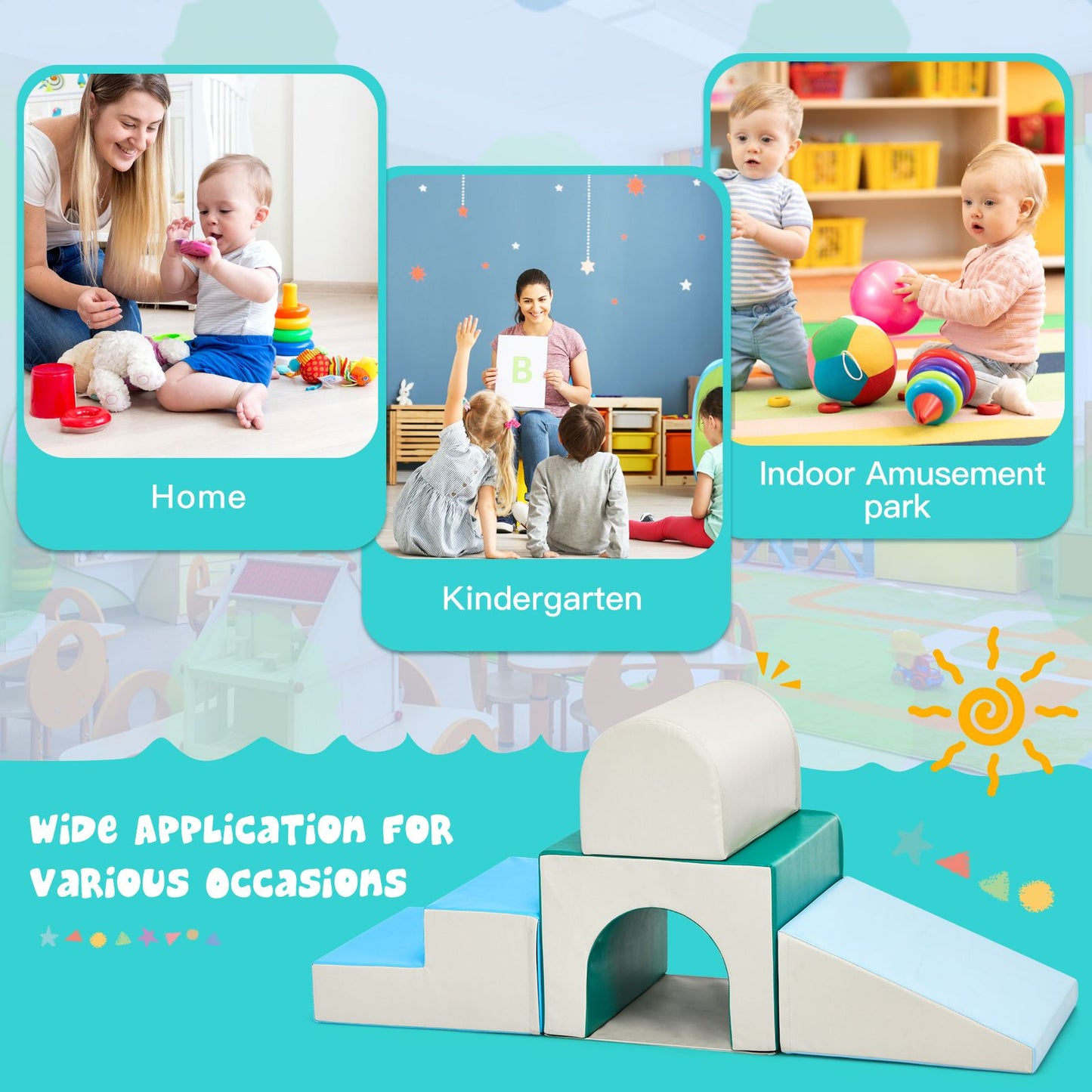 Climb and Crawl Activity Play Set Soft Zone Single-Tunnel Foam Climber
