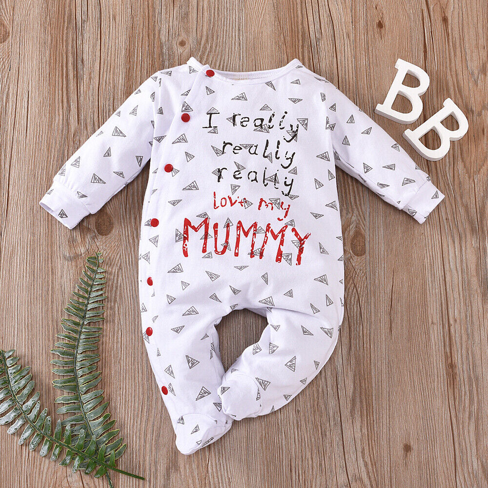 Newborn Baby Boy Girls Long Sleeve Romper Tops Pants Outfit Set Jumpsuit Clothes