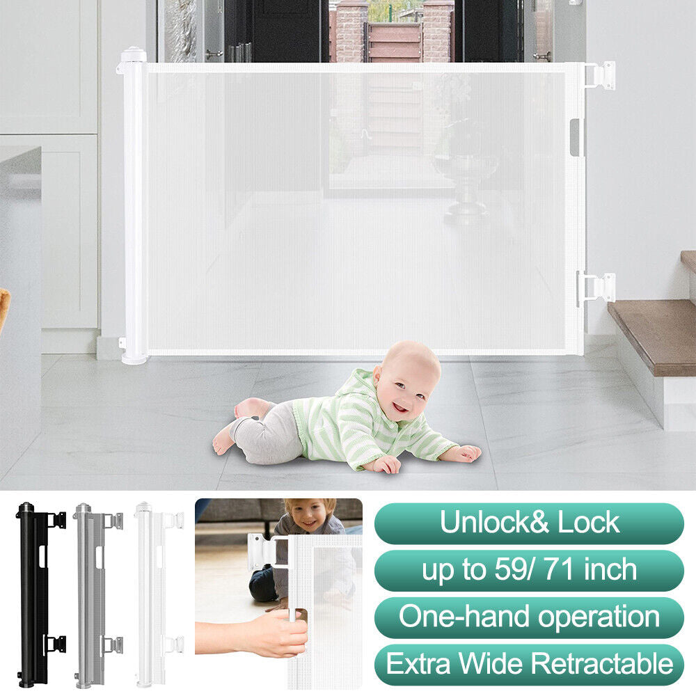 Retractable Baby Gate Mesh Safety Gate for Babies and Pets Extra Wide In/Outdoor