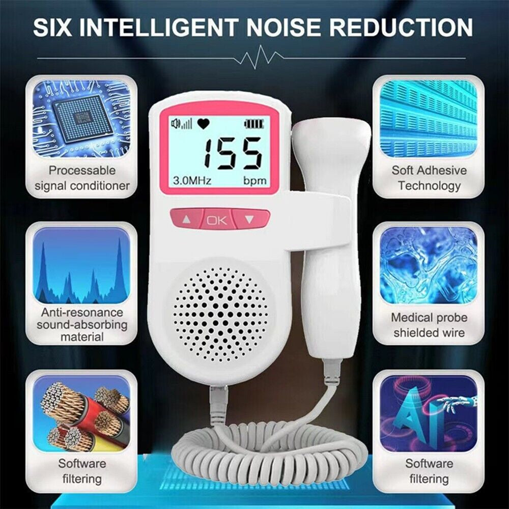 Fetal Doppler Detector Baby Heart Beat Rate Probe Prenatal Monitor Ultrasonic UK