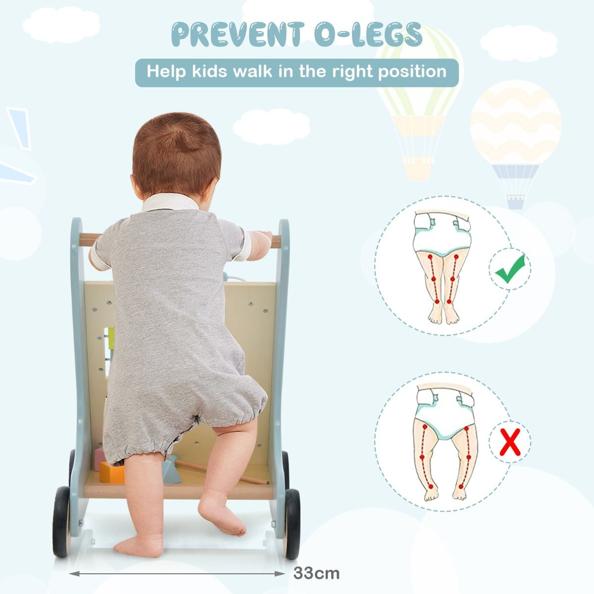 Toddler Push Walker with Xylophone and Flip Blocks