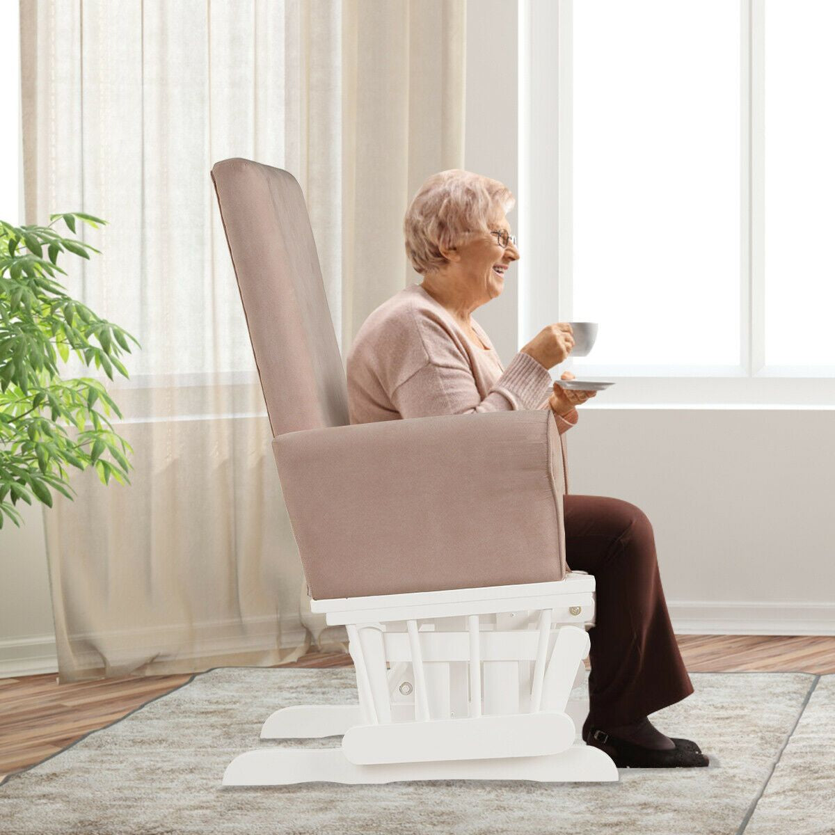 Wooden Glider Chair with Footstool