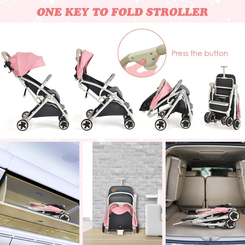 Folding Pushchair with Adjustable Backrest and Footrest