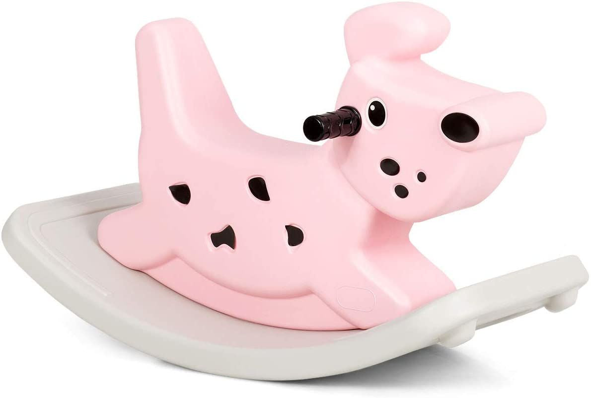 Kids Rocking Horse, Toddler Ride on Toy with Grip Handles, Music, and Lights