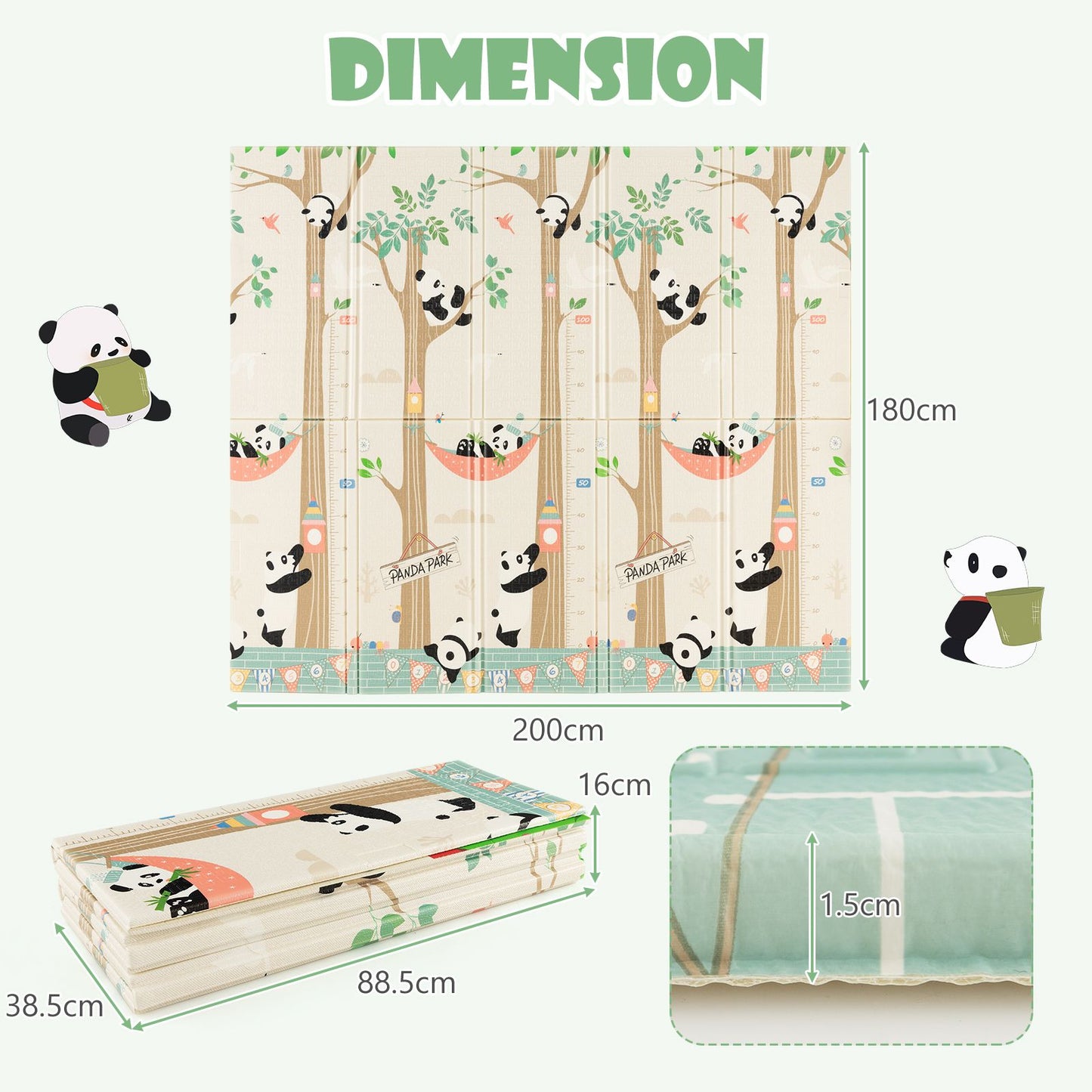 200 X 180 Cm Extra Large Baby Floor Mat with Carry Bag