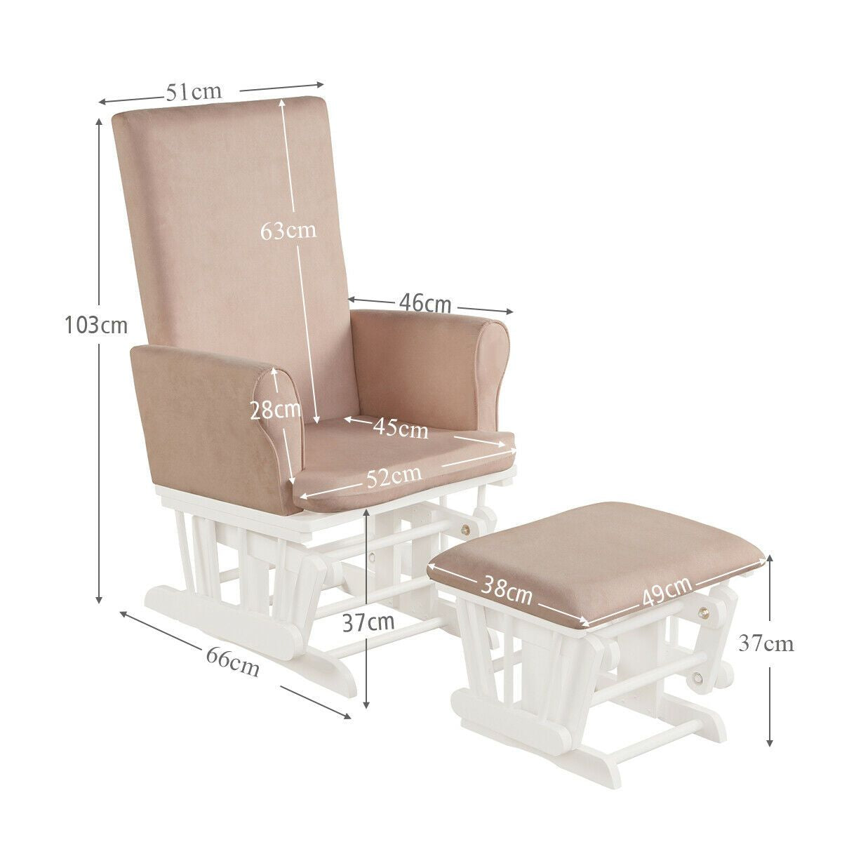 Wooden Glider Chair with Footstool