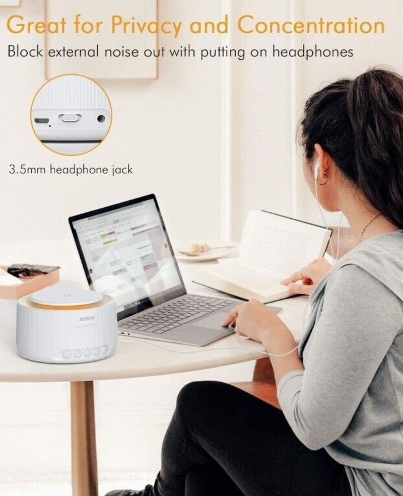 White Noise Machine, SHEON Portable Sound Machine with 30 Non Looping Natural...