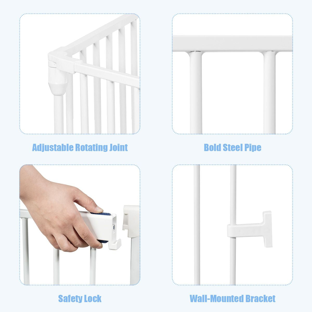 8 Panels Baby Playpen Metal Foldable Design with Safety Lock