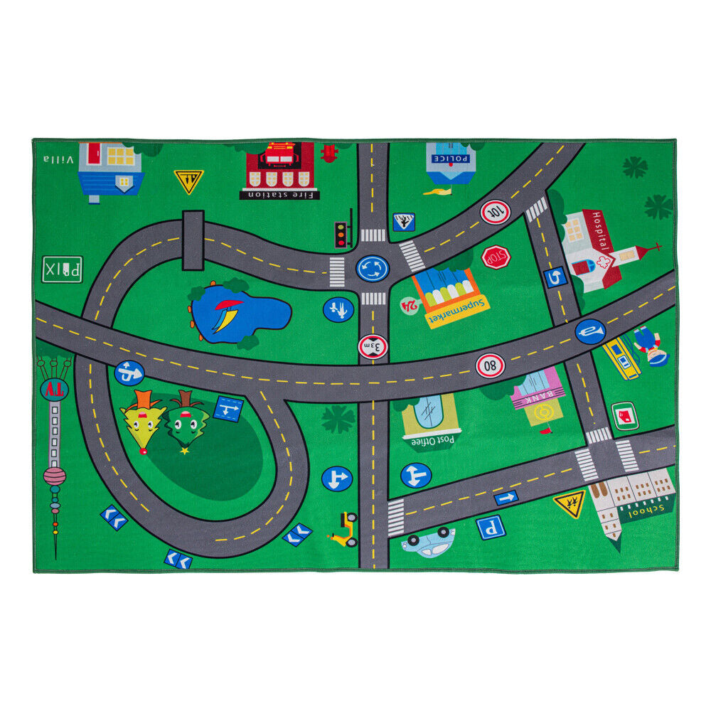 Interactive Kids Children'S Rugs Town Road Map City Rug Play Village Mat 80X120