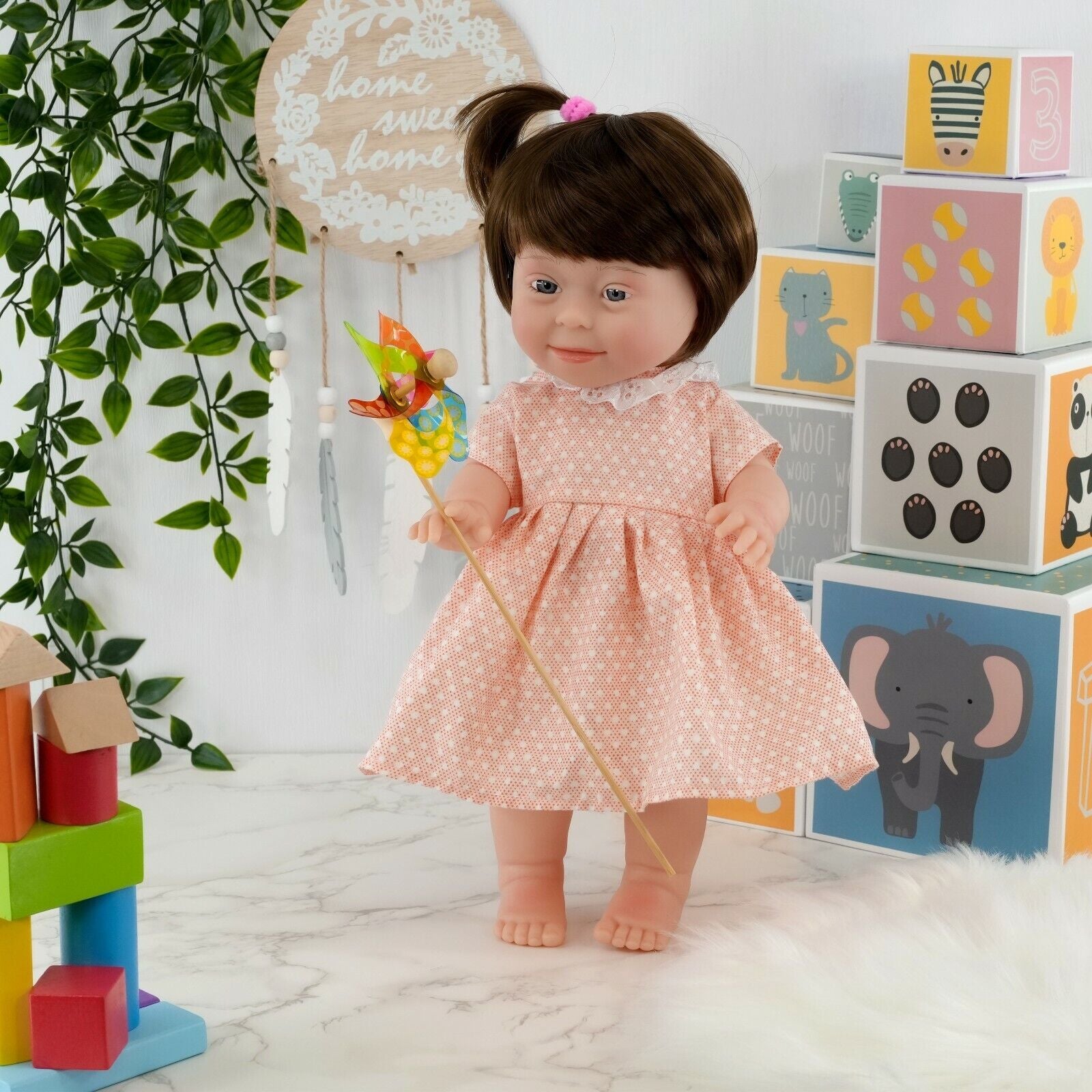 Baby Doll with Down'S Syndrome Bibi Doll Realistic Lifelike Soft Vinyl 14" Doll