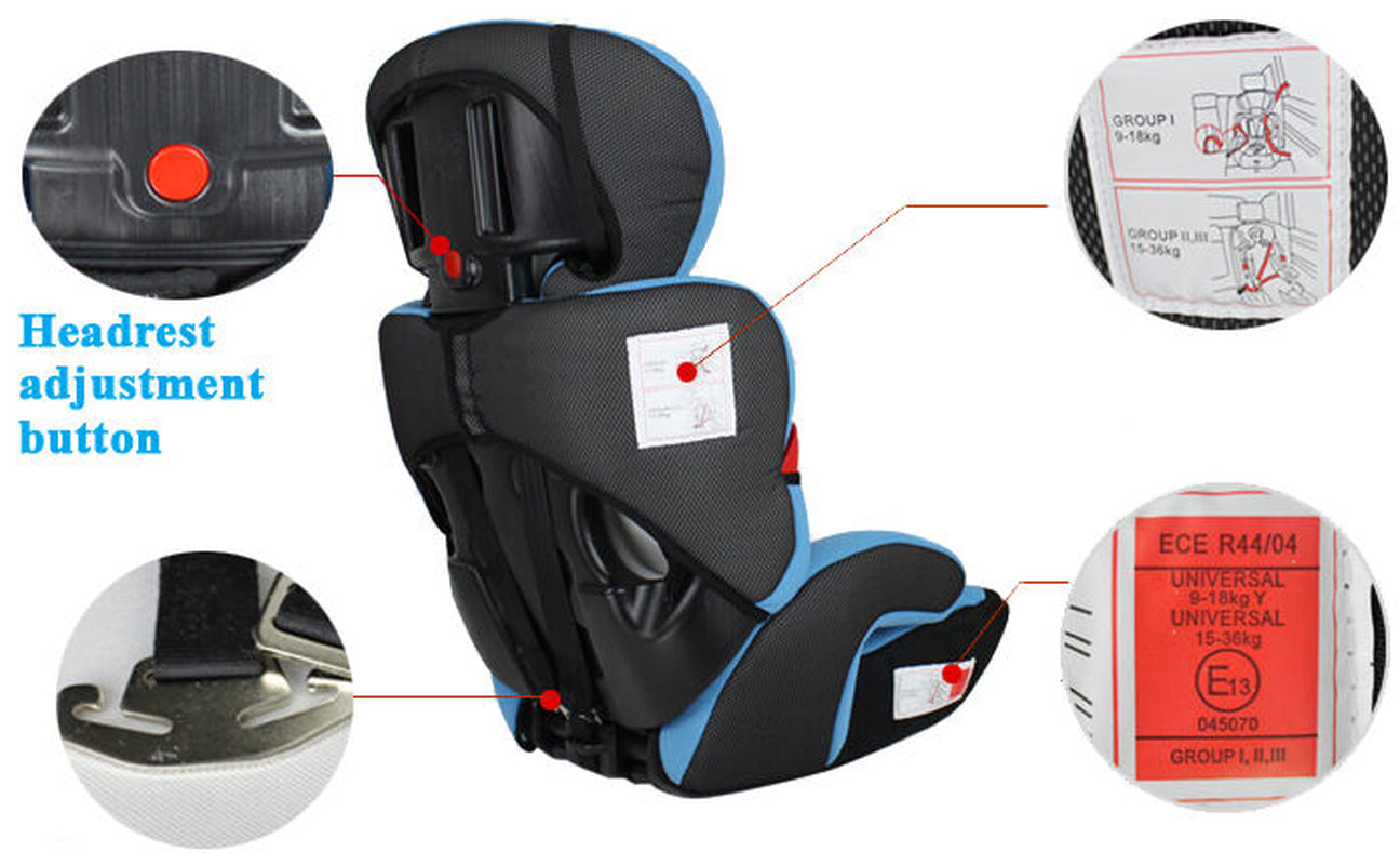 Mcc® 3 in 1 Baby Child Car Safety Booster Seat for Group 1/2/3 9-36Kg ECE R44/04