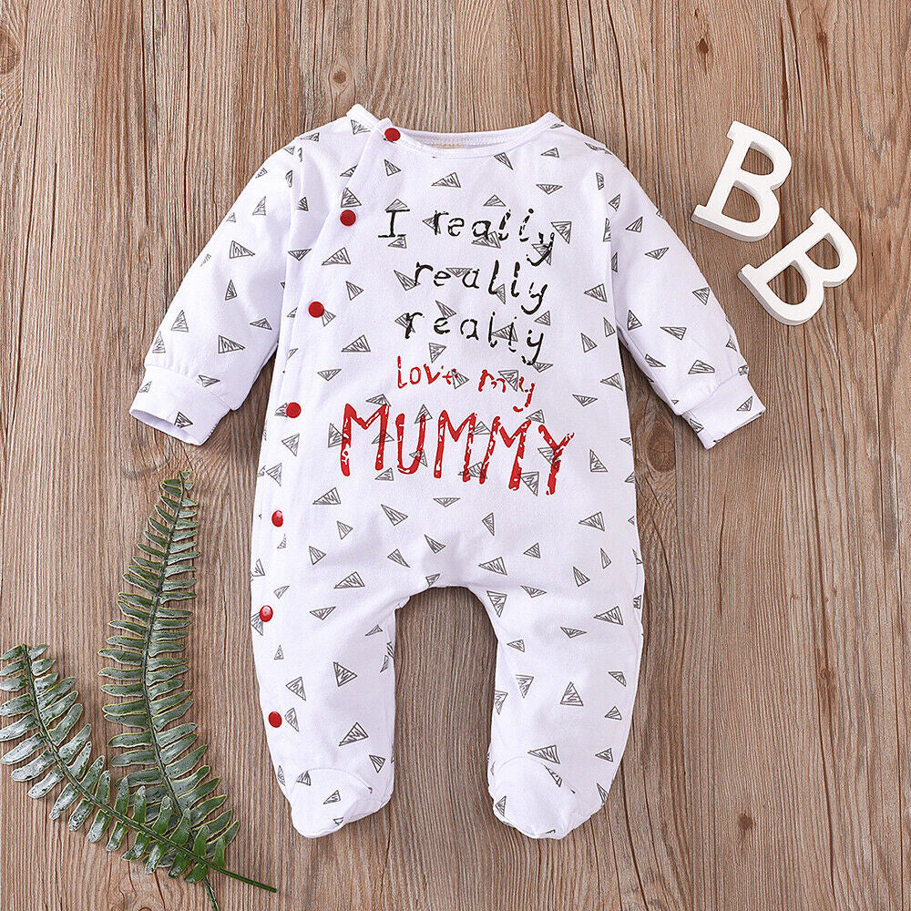 Newborn Baby Boy Girls Long Sleeve Romper Tops Pants Outfit Set Jumpsuit Clothes
