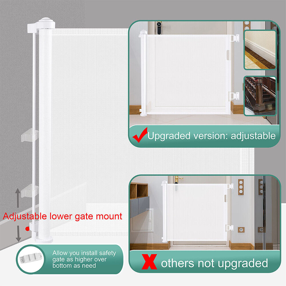 Retractable Baby Gate Mesh Safety Gate for Babies and Pets Extra Wide In/Outdoor