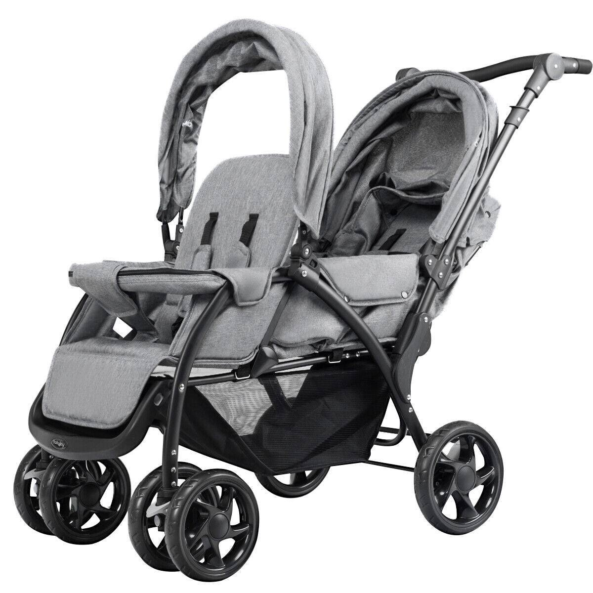 Baby Pram Double Seat Safety Belt Adjustable Backrest Buggy Pushchair Stroller