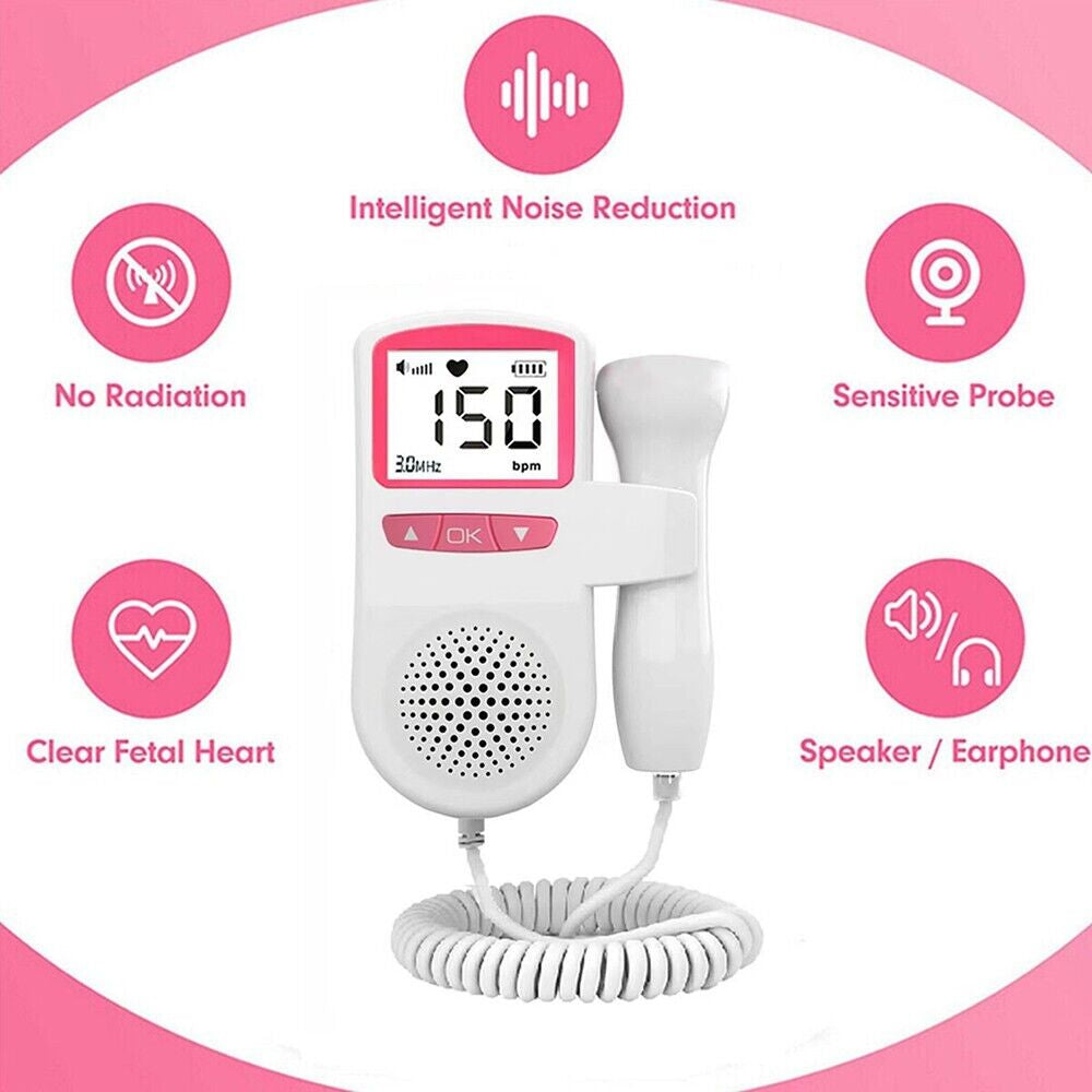 Fetal Doppler Detector Baby Heart Beat Rate Probe Prenatal Monitor Ultrasonic UK