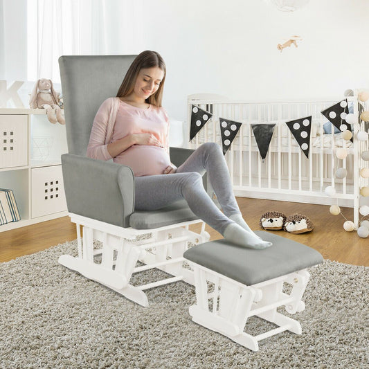 Wooden Glider Chair with Footstool