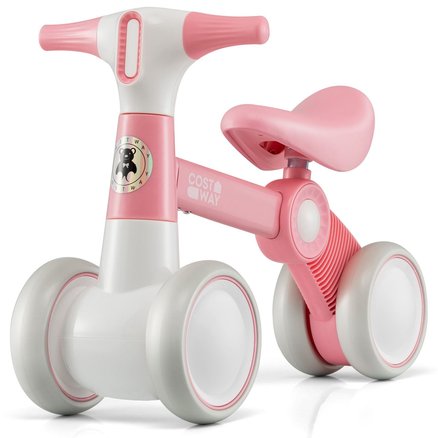 Cute Baby Balance Bike 4 Wheels with Steering Handlebars No Pedal