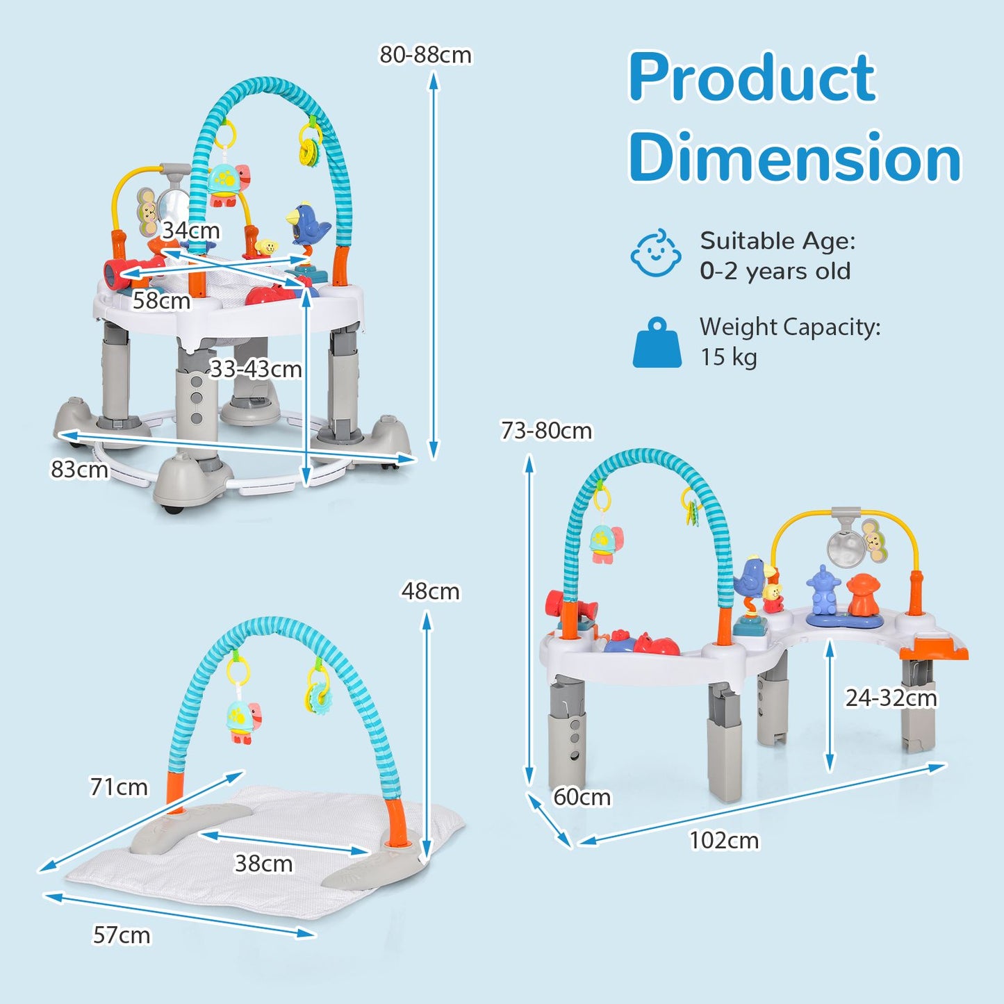 4-In-1 Baby Activity Center with Walker for Kids Aged 0-2 Years