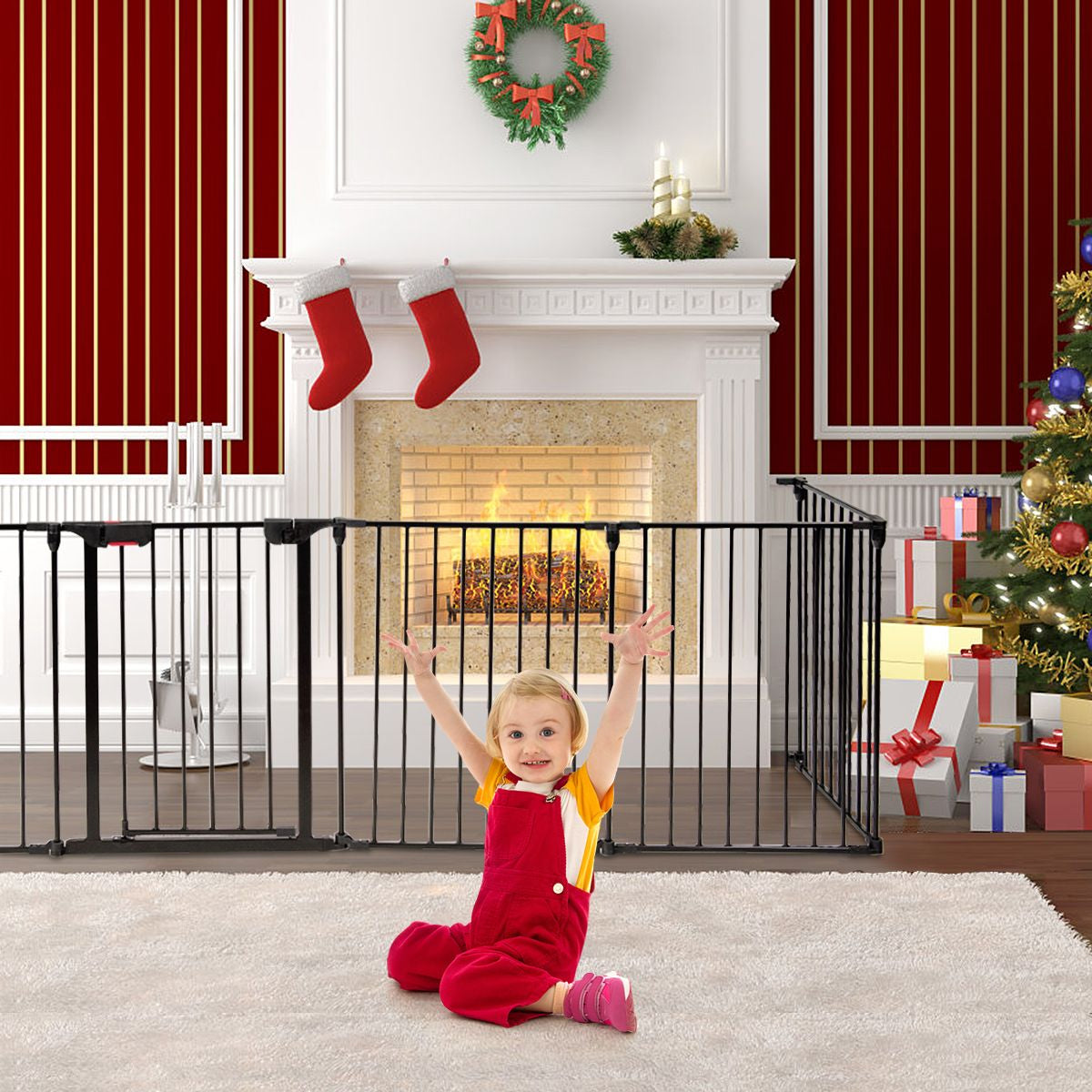 6-Panel Baby Pet Safety Playpen with Walk through Door